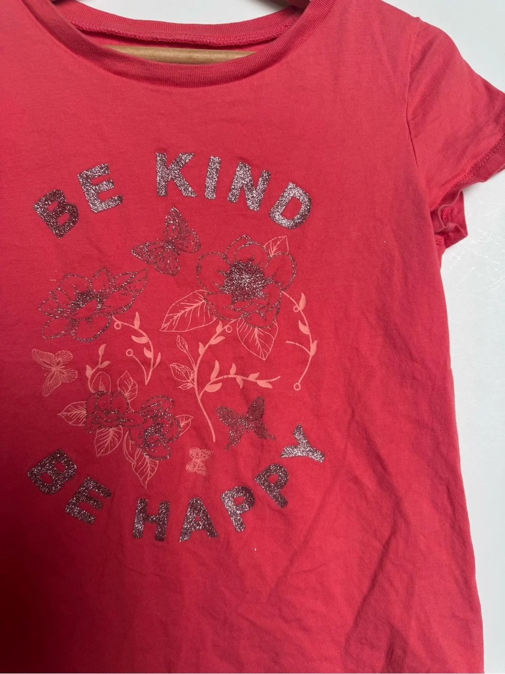 GirlsOshKosh B'gosh Short Sleeve Tee with Glitter 'Be Kind Be Happy' Graphic
